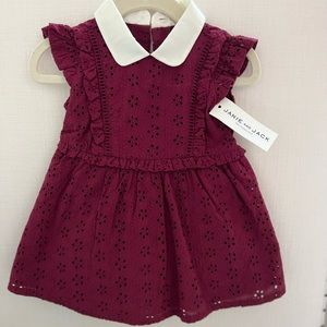 Janie and Jack burgundy eyelet ruffle A-line dress